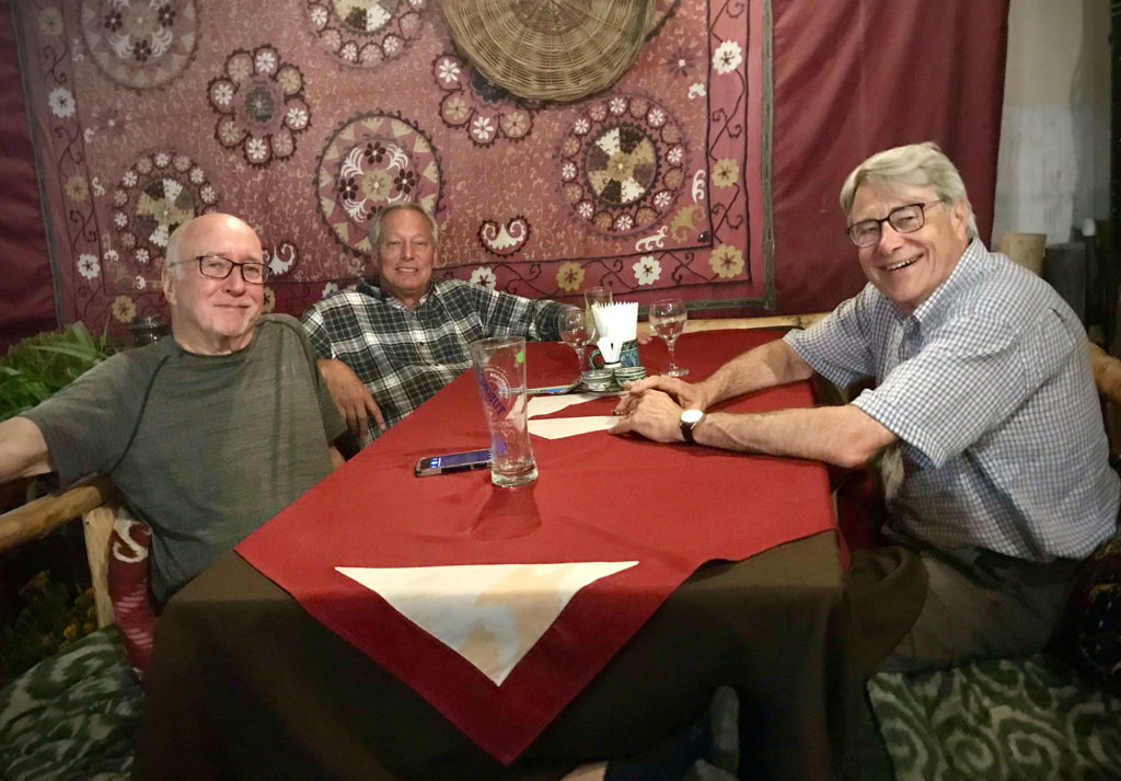 3 men eating in an Uzbek restaurant